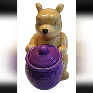 NOS Vintage Disney Classic Winnie The Pooh Ceramic Lidded Honey Jar Hand Painted